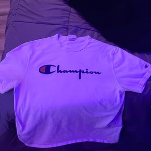 Champion blue suede logo t shirt